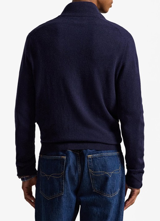 Ralph Lauren Fijngebreide trui van wol met halve rits - achterkant 3 hunter navy / donkerblauw