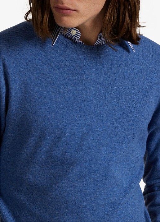 Ralph Lauren Fijngebreide trui van wol met logoborduring - detail 4 tide pool blue / blauw