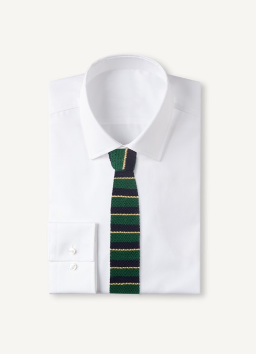 Ralph Lauren Gebreide stropdas van zijde met streepprint - voorkant 4 groen