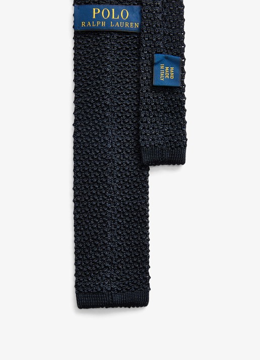 Ralph Lauren Gebreide stropdas van zijde - achterkant 3 navy