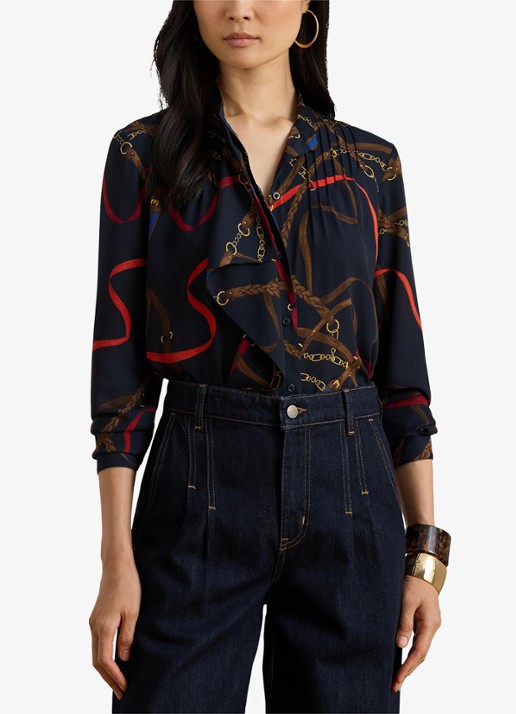 Ralph Lauren Georgette blouse met plooidetail
