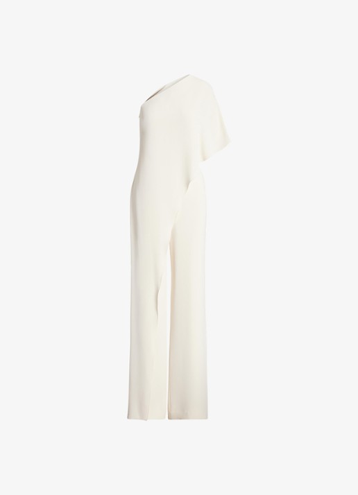 Ralph Lauren Georgette jumpsuit met blote schouder - voorkant 4 creme