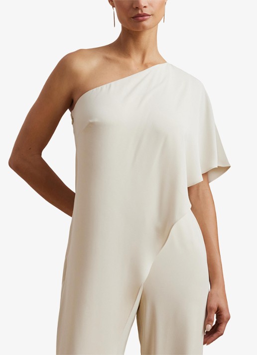 Ralph Lauren Georgette jumpsuit met blote schouder