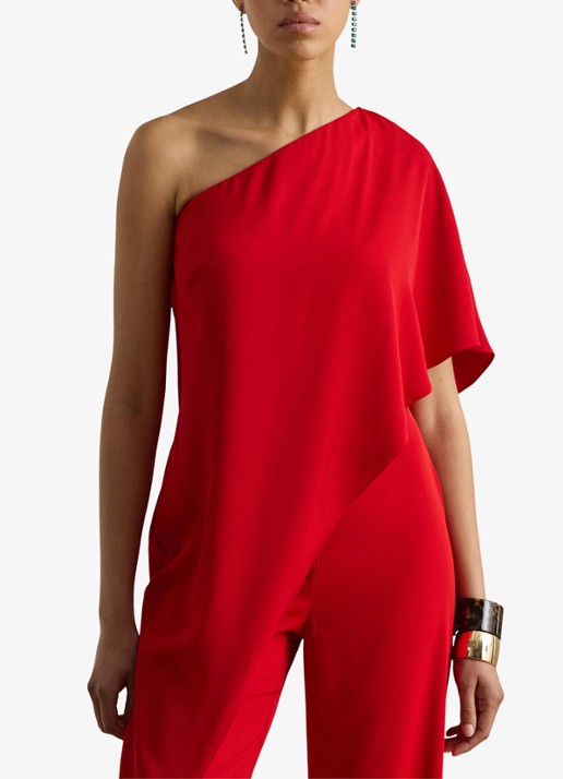 Ralph Lauren Georgette jumpsuit met blote schouder
