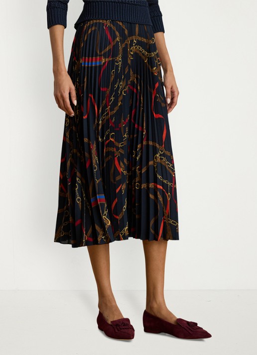 Ralph Lauren Georgette midi plooirok met grafische print