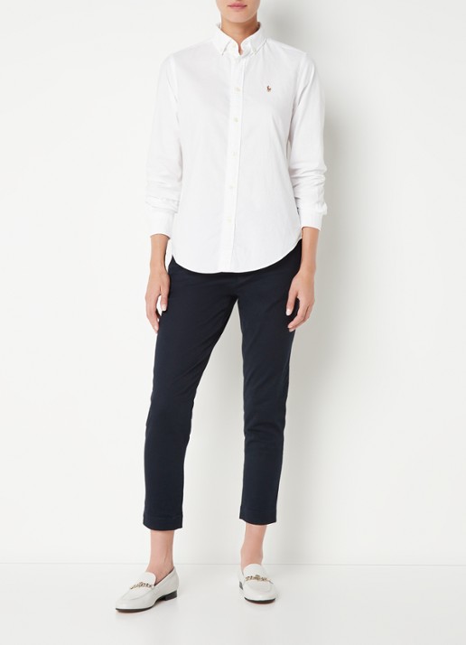 Ralph Lauren Georgia blouse met logoborduring - voorkant 4 wit