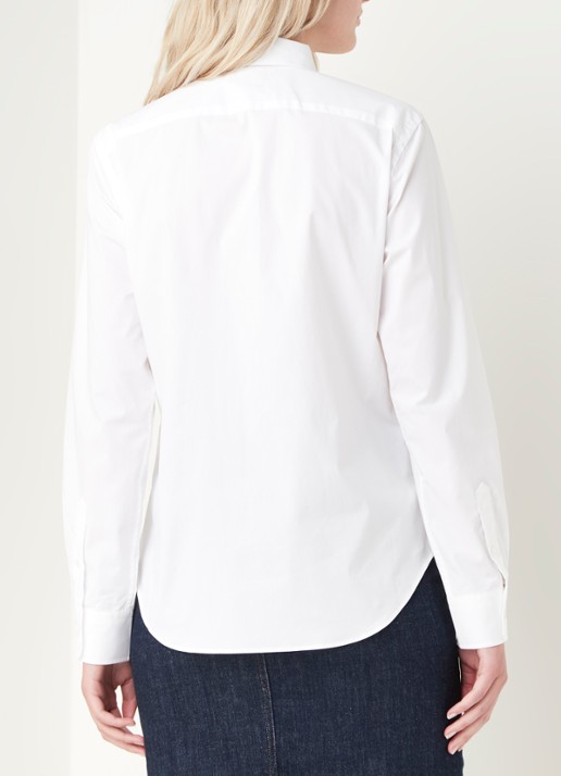 Ralph Lauren Georgia blouse van stretch katoen - achterkant 4 wit