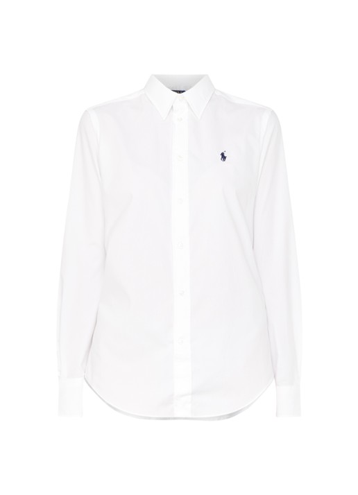 Ralph Lauren Georgia blouse van stretch katoen - voorkant 2 wit