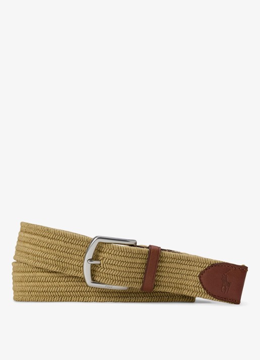 Ralph Lauren Gevlochten riem met detail van leer - voorkant timber brown