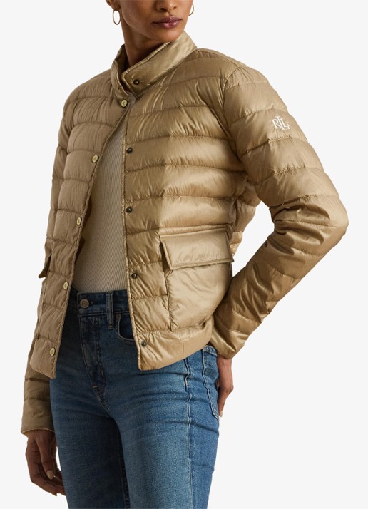 Ralph Lauren Gewatteerd jack met donsvulling en klepzakken - detail 3 birch tan-30ph / beige