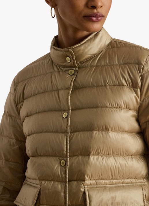 Ralph Lauren Gewatteerd jack met donsvulling en klepzakken - detail 4 birch tan-30ph / beige