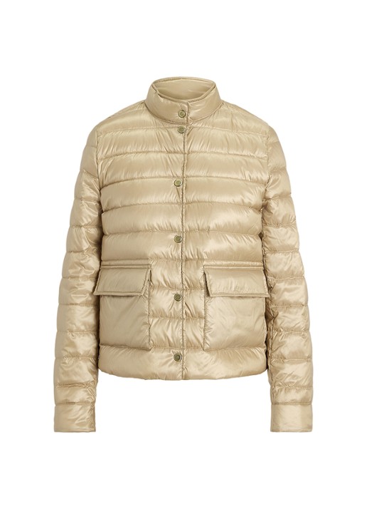 Ralph Lauren Gewatteerd jack met donsvulling en klepzakken - voorkant birch tan-30ph / beige