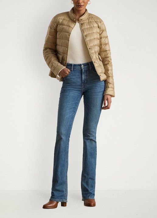 Ralph Lauren Gewatteerd jack met donsvulling en klepzakken - voorkant 2 birch tan-30ph / beige