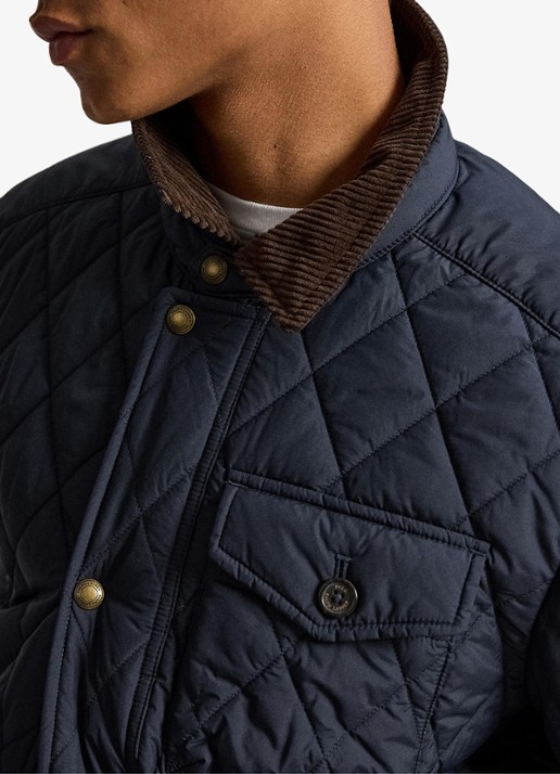 Ralph Lauren Gewatteerd jack met quilt patroon en corduroy kraag - detail 7 college navy fa22-3txn / donkerblauw