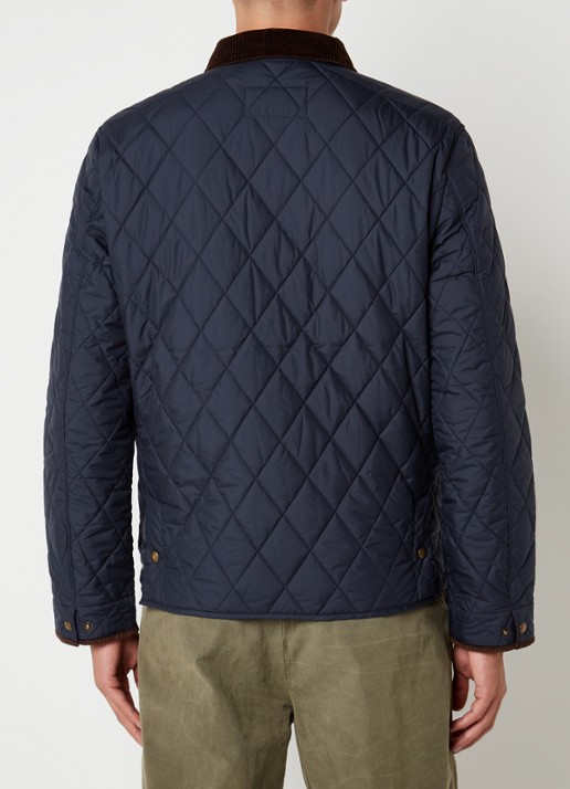 Ralph Lauren Gewatteerd jack met quilt patroon en corduroy kraag - achterkant 2 college navy fa22-3txn / donkerblauw