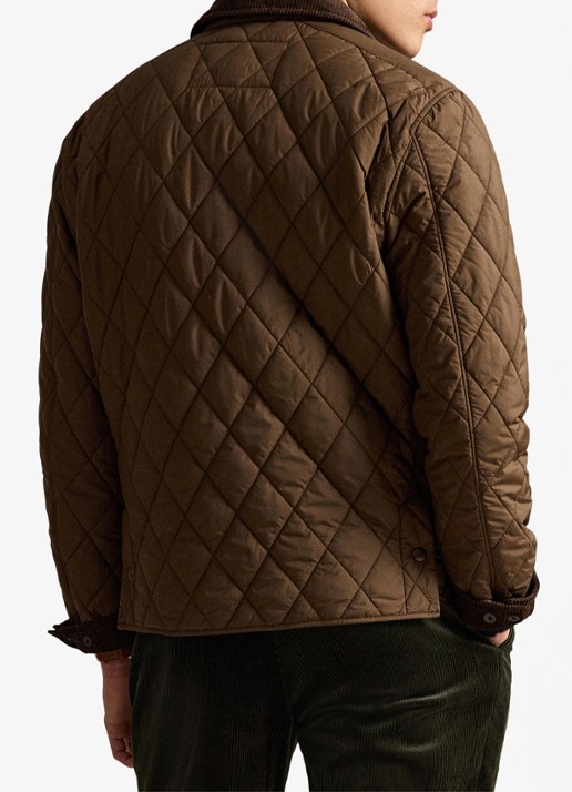 Ralph Lauren Gewatteerd jack met quilt patroon en corduroy kraag - achterkant 5 nutmeg brwn / bruin
