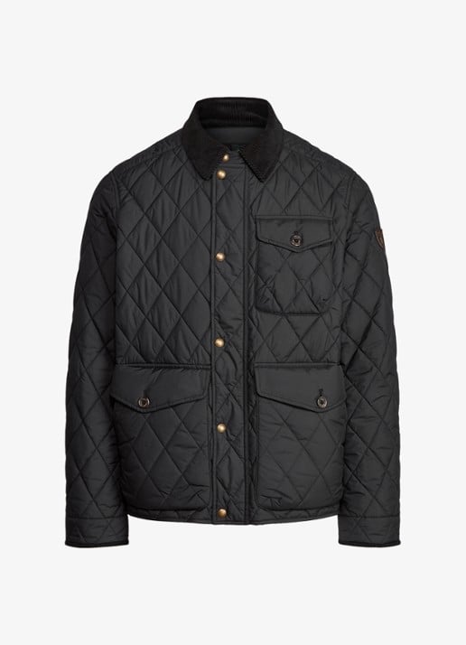 Ralph Lauren Gewatteerd jack met quilt patroon en corduroy kraag