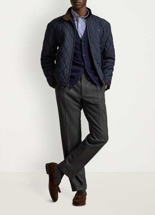 Ralph Lauren Gewatteerd jack met quilt patroon - detail 4 college navy/charcoal / donkerblauw