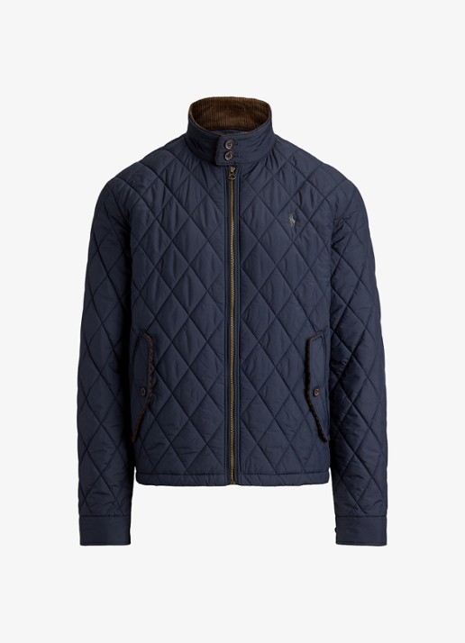 Ralph Lauren Gewatteerd jack met quilt patroon - voorkant 2 college navy/charcoal / donkerblauw