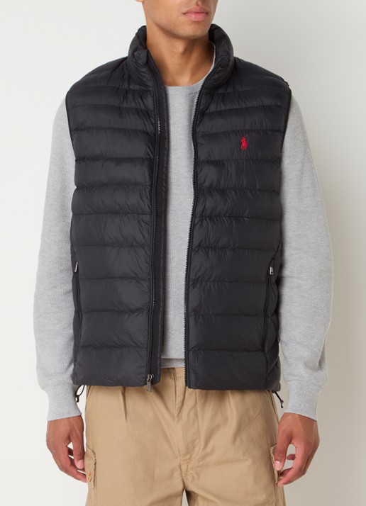 Ralph Lauren Gewatteerde bodywarmer met ritszakken  - detail 3 zwart