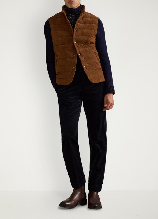 Ralph Lauren Gewatteerde bodywarmer van suède - detail 4 pale russet suede-39wf / bruin