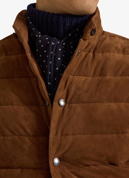 Ralph Lauren Gewatteerde bodywarmer van suède - detail 5 pale russet suede-39wf / bruin