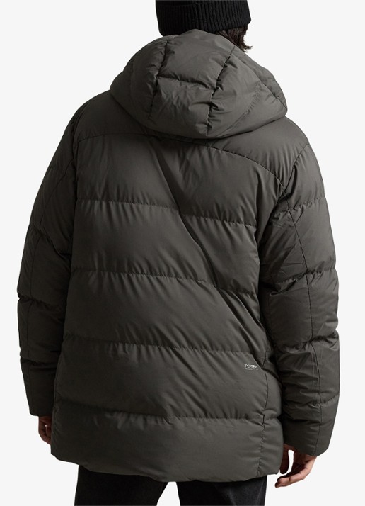 Ralph Lauren Gewatteerde jas met donsvulling en capuchon - achterkant charcoal grey / grijs