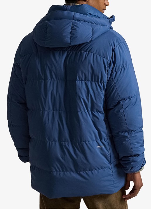 Ralph Lauren Gewatteerde jas met donsvulling en capuchon - achterkant night navy / donkerblauw