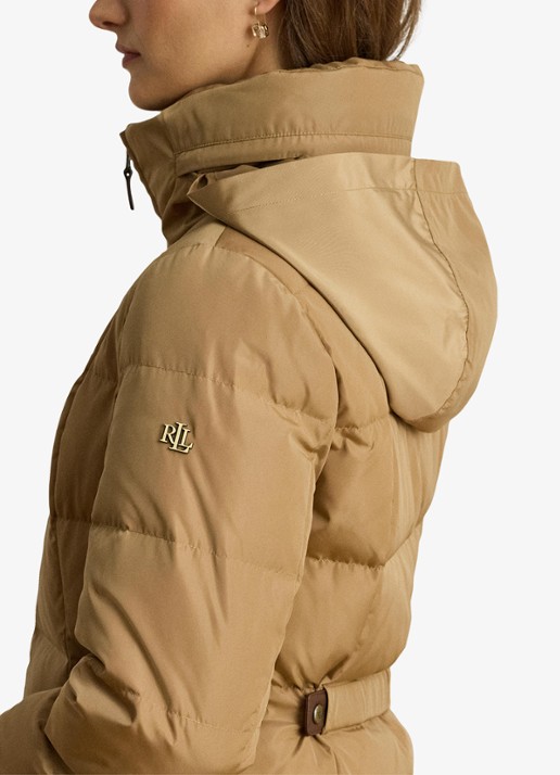 Ralph Lauren Gewatteerde jas met donsvulling en opstaande kraag - detail 3 camel