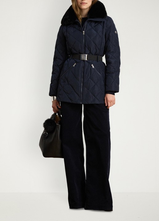 Ralph Lauren Gewatteerde jas met quilt patroon en ceintuur
