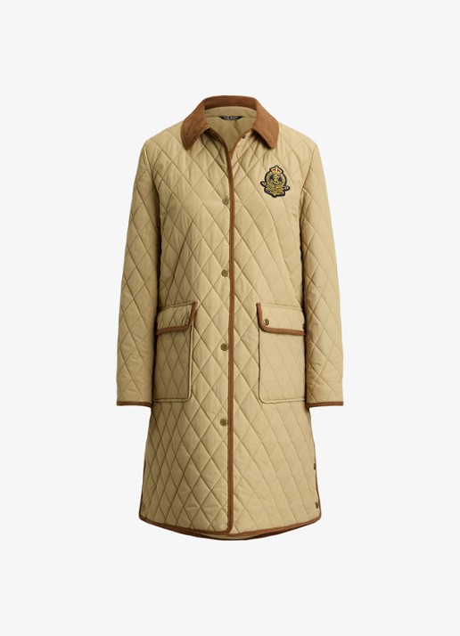 Ralph Lauren Gewatteerde jas met quilt patroon - voorkant birch tan / beige