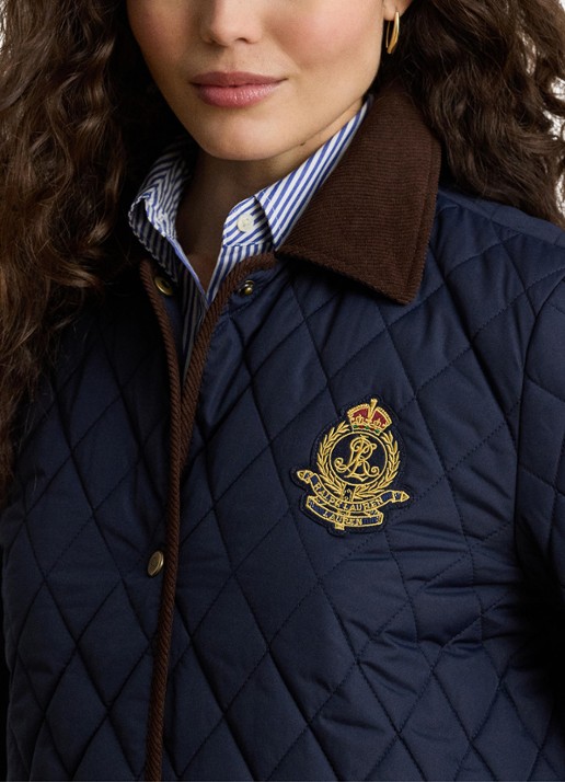 Ralph Lauren Gewatteerde jas met quilt patroon - detail 3 lauren navy / blauw