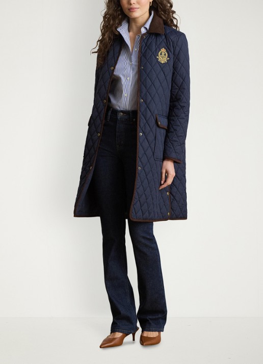 Ralph Lauren Gewatteerde jas met quilt patroon - voorkant 5 lauren navy / blauw