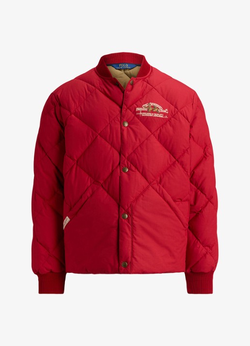 Ralph Lauren Gewatteerde jas met steekzakken en logoprint - voorkant 3 sweet tomato / rood
