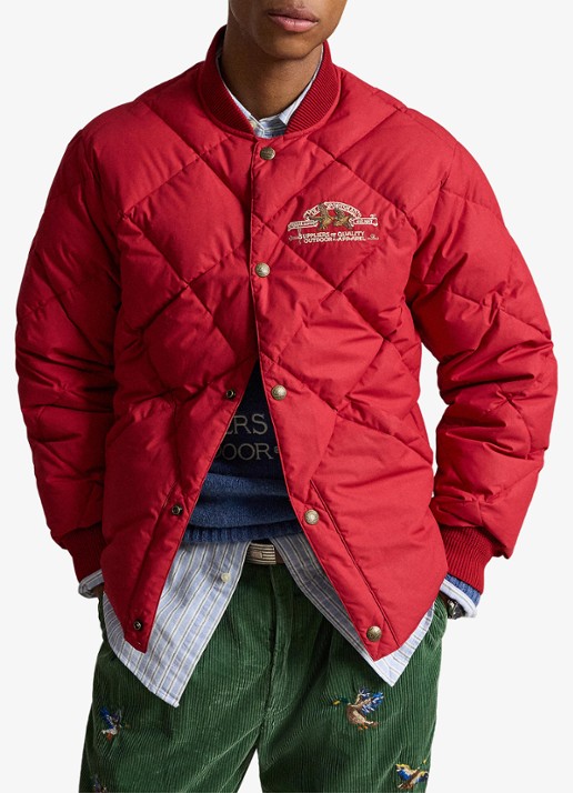 Ralph Lauren Gewatteerde jas met steekzakken en logoprint - voorkant 4 sweet tomato / rood