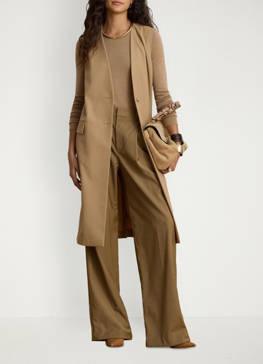 Ralph Lauren Gilet in wolblend met klepzakken - detail lauren camel / beige