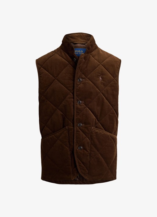 Ralph Lauren Gilet van corduroy met quilt patroon - voorkant cooper brown-33h0 / bruin