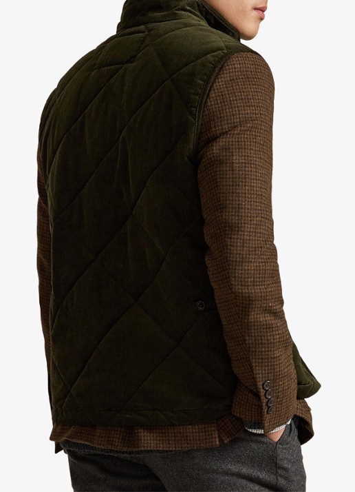 Ralph Lauren Gilet van corduroy met quilt patroon - achterkant company olive-2ywd / olijfgroen