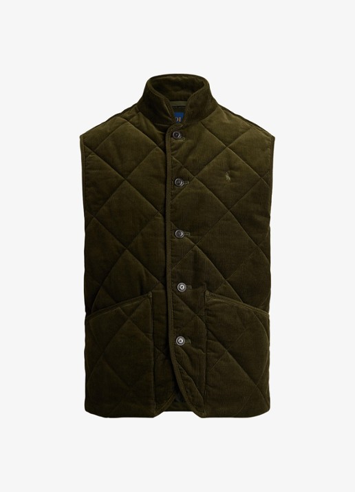 Ralph Lauren Gilet van corduroy met quilt patroon - voorkant 2 company olive-2ywd / olijfgroen