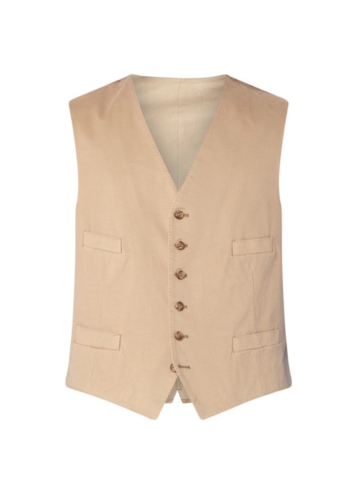 Ralph Lauren Gilet van katoen met strookzakken - voorkant 3 tan