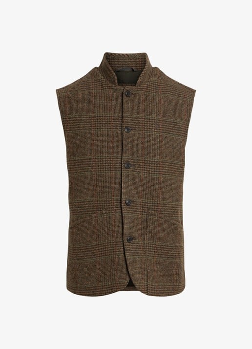 Ralph Lauren Gilet van wol met ruitdessin - voorkant 2 bruin