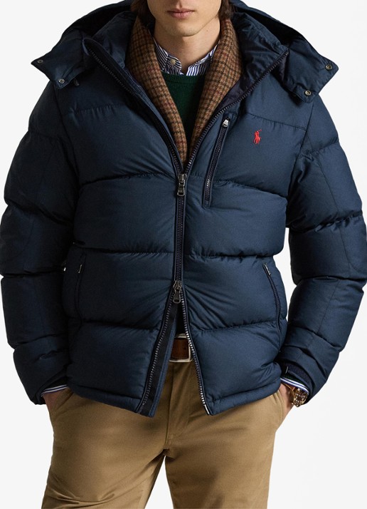 Ralph Lauren Gorham puffer jack met donsvulling en ritszakken - voorkant 2 collection navy / donkerblauw