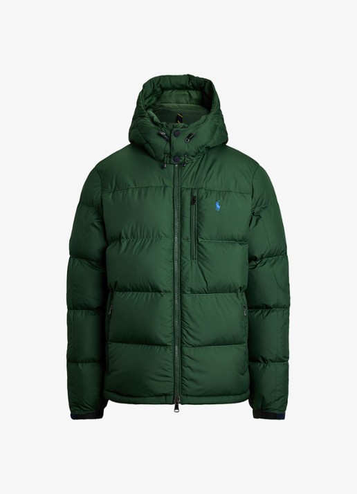 Ralph Lauren Gorham puffer jack met donsvulling en ritszakken - voorkant 4 bottle green / donkergroen