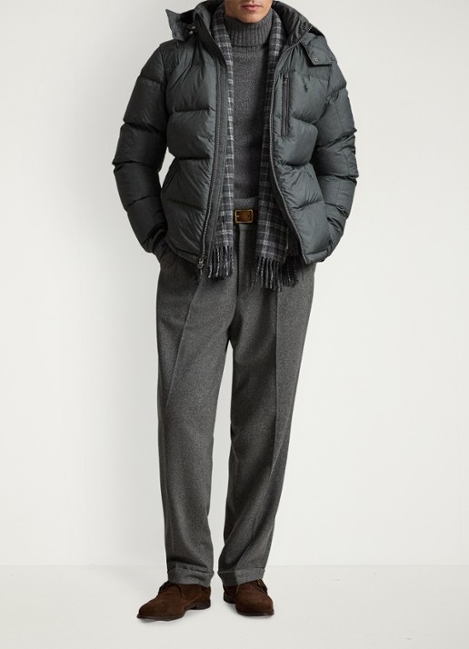 Ralph Lauren Gorham puffer jack met donsvulling en ritszakken - detail 3 charcoal grey / grijs