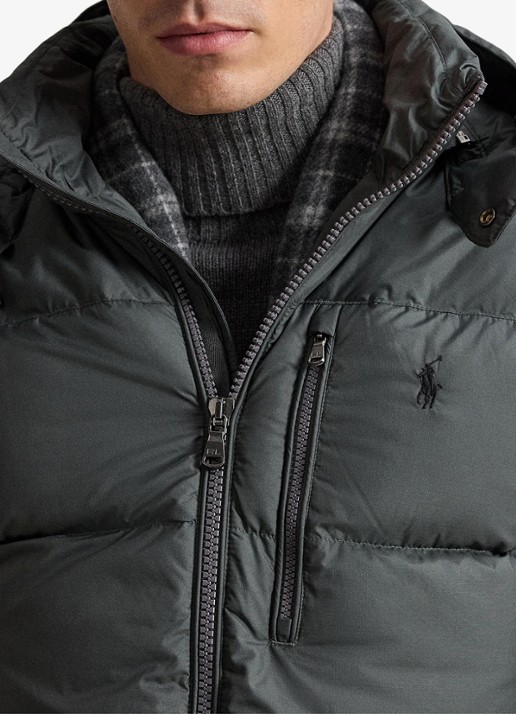 Ralph Lauren Gorham puffer jack met donsvulling en ritszakken - detail 4 charcoal grey / grijs