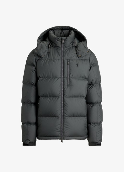 Ralph Lauren Gorham puffer jack met donsvulling en ritszakken - voorkant charcoal grey / grijs