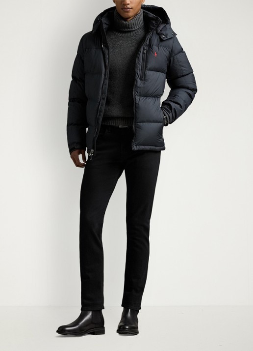 Ralph Lauren Gorham puffer jack met ritszakken - voorkant 2 polo black / zwart