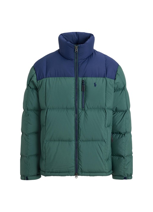 Ralph Lauren Gorham puffer jas met opstaande kraag - voorkant 3 charter green / groen