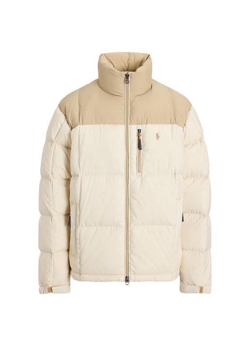 Ralph Lauren Gorham puffer jas met opstaande kraag - voorkant 3 classic tan / bruin