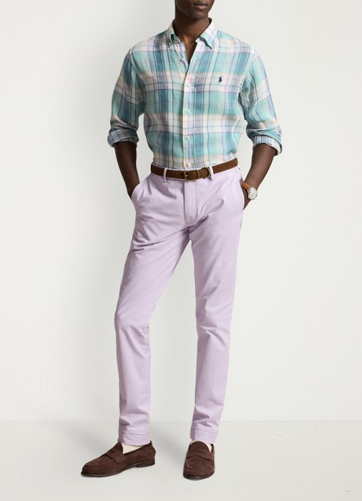 Ralph Lauren Greenwich slim fit chino met stretch - voorkant 2 spring iris / paars